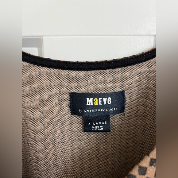 Maeve Jacquard Bustier Top XL Tan Black Button Front Tank Top Boho Neutral EUC - Picture 3 of 8